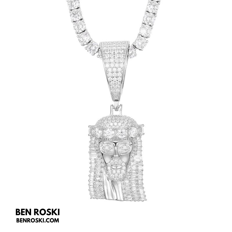 Jesus Face Moissanite Pendant Sterling Silver, Gold, or Rose Gold | VVS Moissanite | GRA Certified