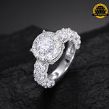 Halo Moissanite Engagement Ring – 12MM | 6.9g | S925 Silver, Gold & Rose Gold | VVS Moissanite | GRA Certified