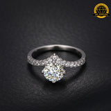 Moissanite Solitaire Halo Ring – 6.5MM/1CT | 2.14g | S925 Silver, Gold, or Rose Gold | VVS Moissanite | GRA Certified