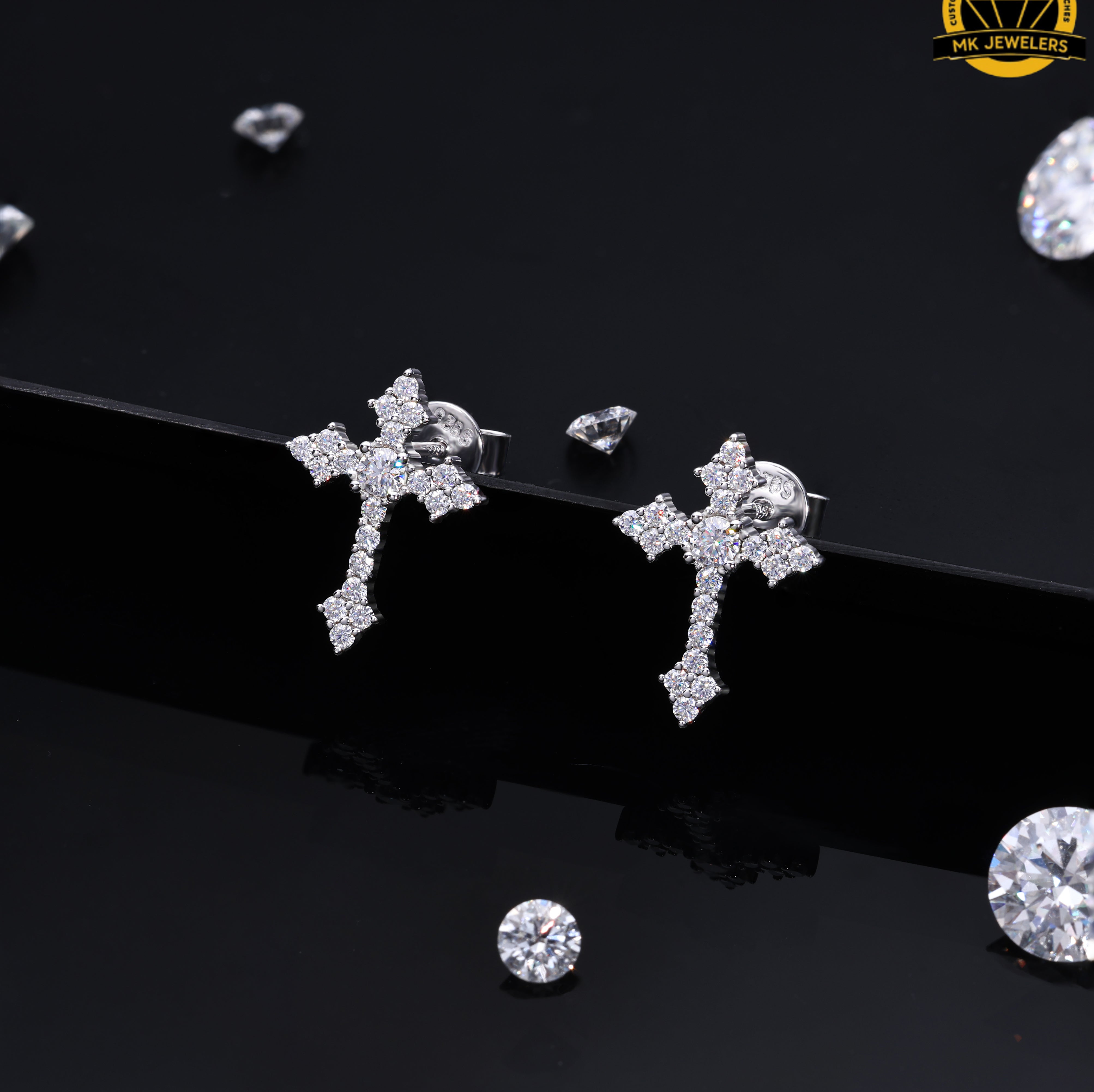 【HYERES LOR】Essence Moissanite Cross One-Touch Earrings E65734-RG_55486b7d-c90b-4a39-