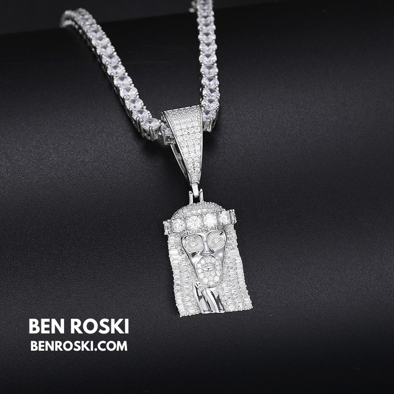 Jesus Face Moissanite Pendant Sterling Silver, Gold, or Rose Gold | VVS Moissanite | GRA Certified