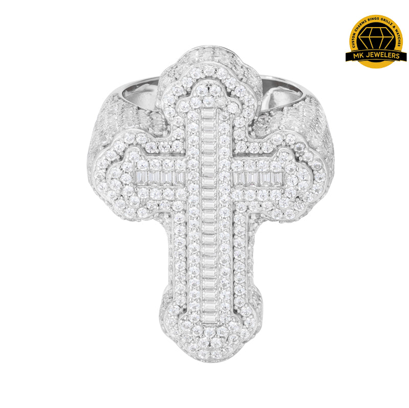 Cross Moissanite Ring – Sizes 8,9,10 &11 | 12.06g | S925 Silver, Gold, or Rose Gold | VVS Moissanite | GRA Certified