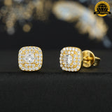 Double Halo Cushion Stud Earrings – 8MM | S925 Silver or Gold Plated | VVS Moissanite | GRA Certified