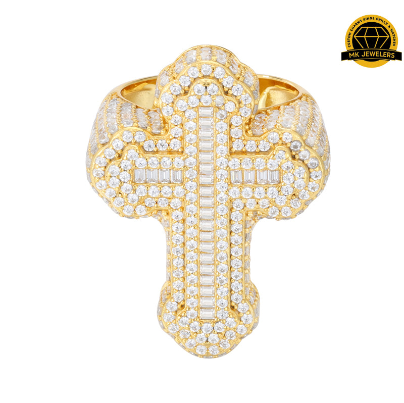 Cross Moissanite Ring – Sizes 8,9,10 &11 | 12.06g | S925 Silver, Gold, or Rose Gold | VVS Moissanite | GRA Certified