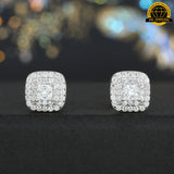 Double Halo Cushion Stud Earrings – 8MM | S925 Silver or Gold Plated | VVS Moissanite | GRA Certified