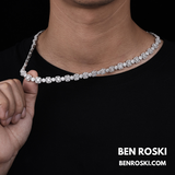 8MM Geometric & Round Cluster Moissanite Chain – 44.91g | 22 Inch | S925 Silver, Gold, or Rose Gold | VVS D Color | GRA Certified