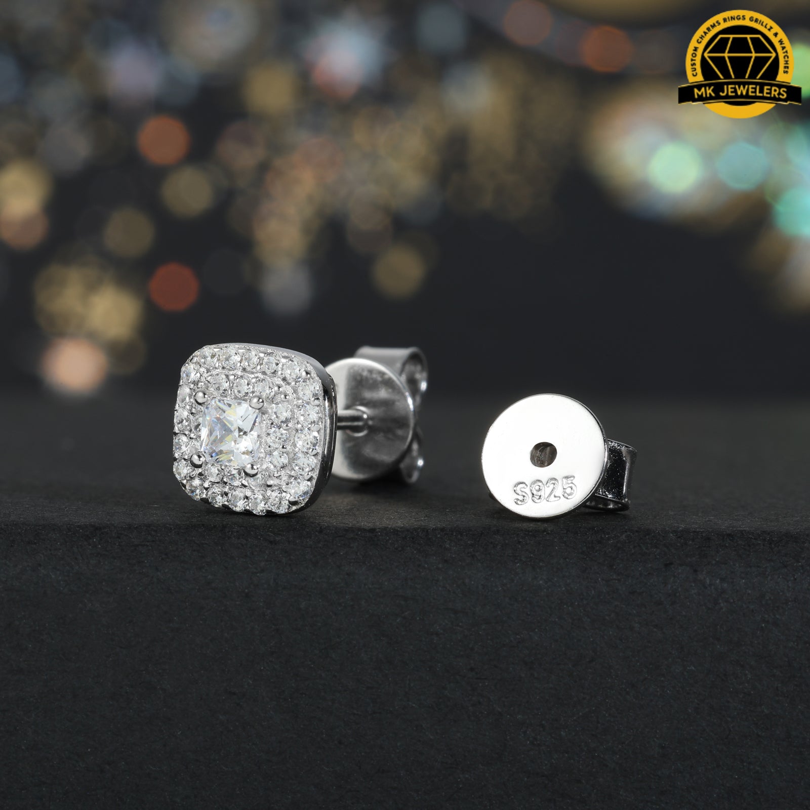 Double Halo Cushion Stud Earrings – 8MM | S925 Silver or Gold Plated | VVS Moissanite | GRA Certified