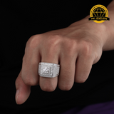Men’s Iced Moissanite Square Statement Ring – 16MM | 15.09g | S925 Silver, Gold, or Rose Gold | VVS Moissanite | GRA Certified