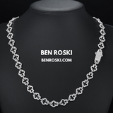 Iced-Out Clover Link Necklace – 18 / 20 / 22 Inches | 10MM | S925 Silver, Gold & Rose Gold | VVS Moissanite | GRA Certified