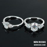 Three-Stone Moissanite Engagement Ring – 9MM | 2.62g | S925 Silver or Gold / Rose Gold Plated | VVS Moissanite | GRA Certified