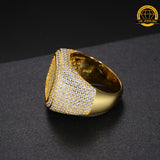 Iced-Out Moissanite Square Cluster Ring – 23MM | 14.5g | S925 Silver, Gold & Rose Gold | Sizes 8, 9, 10, 11 | GRA Certified