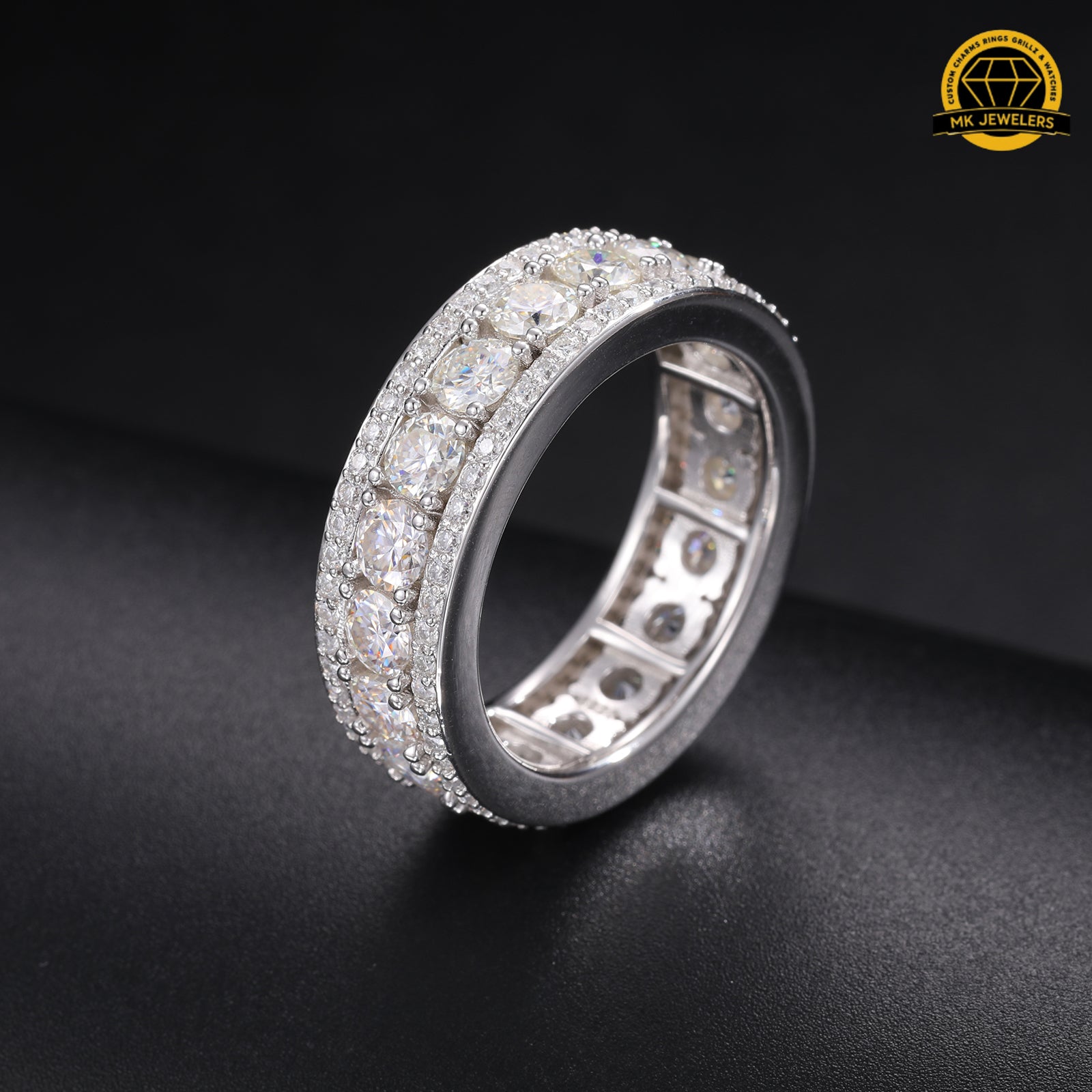 8MM Eternity Band Ring – S925 Silver, Gold & Rose Gold  | Sizes 8, 9, 10, 11 | VVS Moissanite | GRA Certified |
