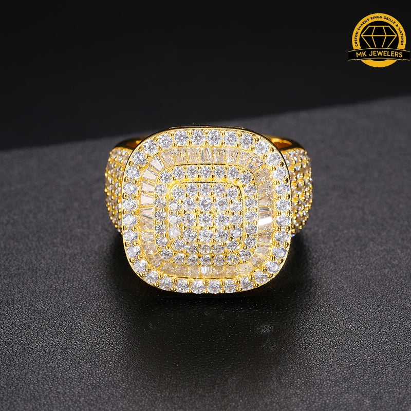 Iced-Out Moissanite Square Cluster Ring – 23MM | 15.3g | S925 Silver, Gold, Rose Gold & Silver | GRA Certified