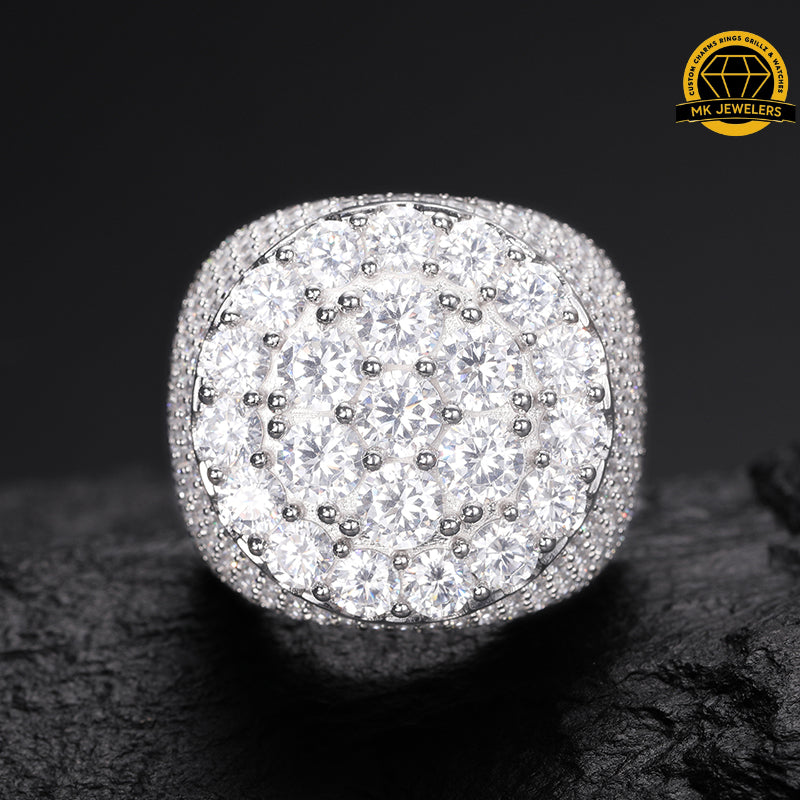 Iced Moissanite Cluster Ring – 25.5MM | 25g | S925 Silver | VVS1 Moissanite | GRA Certified | Sizes 8, 9, 10, 11 | Gold & Rose Gold Available