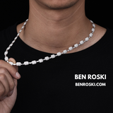 7MM Moissanite Cushion Link Chain Necklace – 24 Inch | 29.6g | S925 Silver, Gold, or Rose Gold | VVS D Color Stones | GRA Certified
