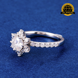 Floral Moissanite Engagement Ring – 12MM | 3.02g | S925 Silver, Gold & Rose Gold | GRA Certified