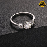 Three-Stone Moissanite Engagement Ring – 6.5MM & 4MM | 1.93g | S925 Silver, Gold & Rose Gold | GRA Certified