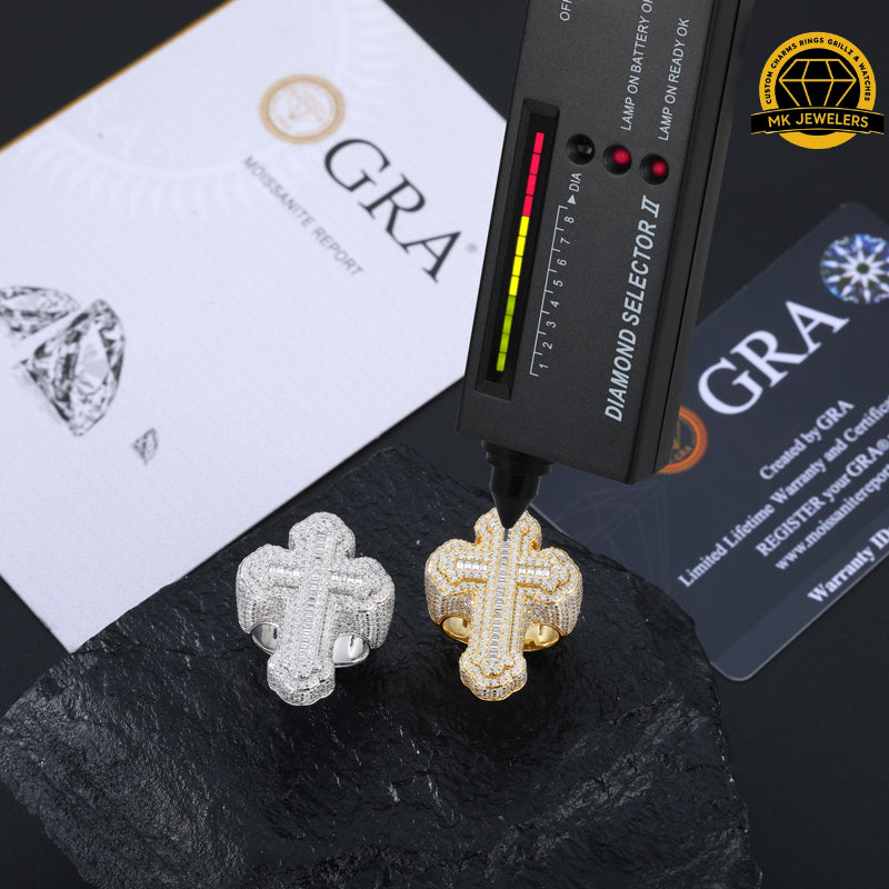 Cross Moissanite Ring – Sizes 8,9,10 &11 | 12.06g | S925 Silver, Gold, or Rose Gold | VVS Moissanite | GRA Certified
