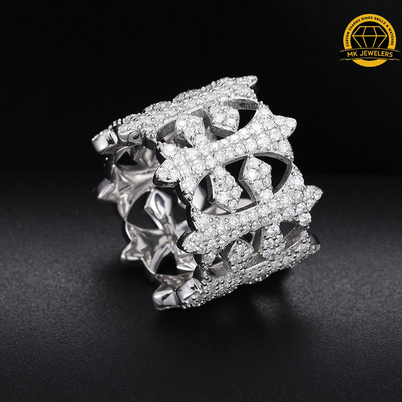 Fleur-de-Lis Moissanite Ring –Sizes 8,9,10 &11| 15.8g | S925 Silver, Gold & Rose Gold | VVS Moissanite | GRA Certified