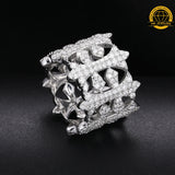 Fleur-de-Lis Moissanite Ring –Sizes 8,9,10 &11| 15.8g | S925 Silver, Gold & Rose Gold | VVS Moissanite | GRA Certified