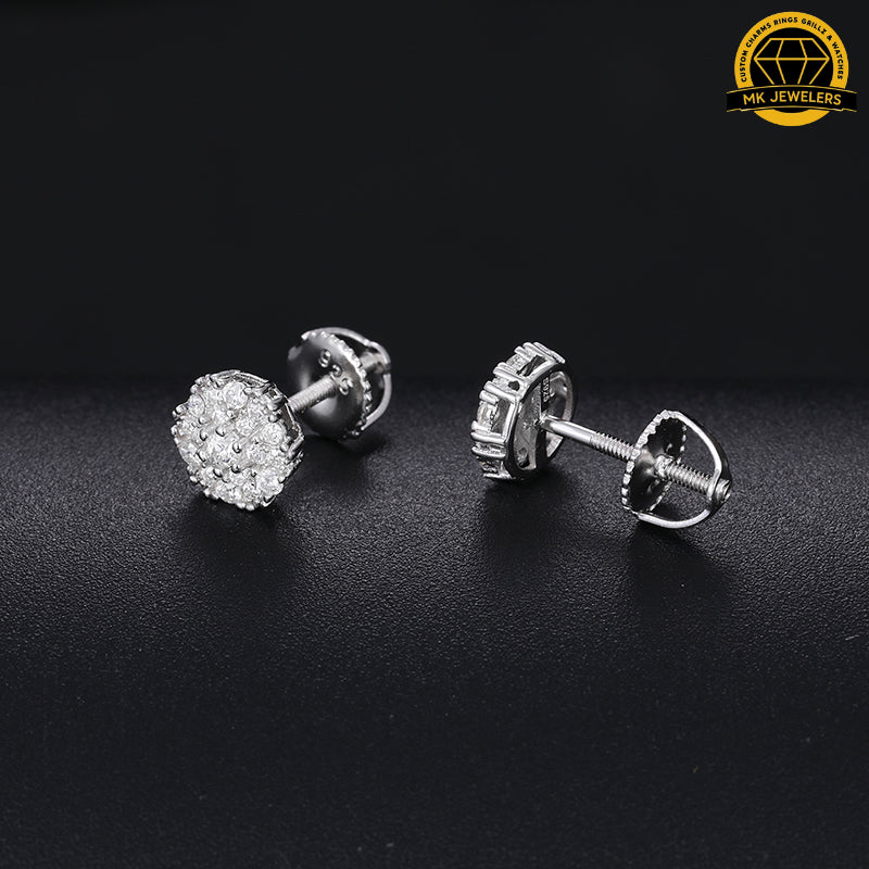 7MM Round Cluster Moissanite Earrings | 1.2g | S925 Silver or Gold Plated | GRA Certified