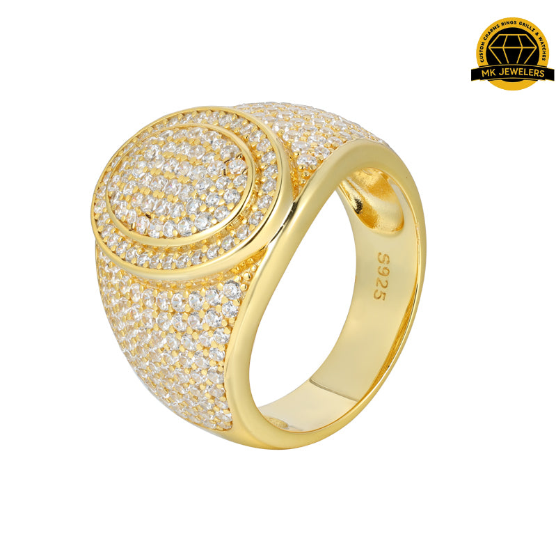 Round Micro-Pavé Moissanite Ring – 17.5MM | 8.49g | S925 Silver, Gold & Rose Gold | VVS Moissanite | GRA Certified