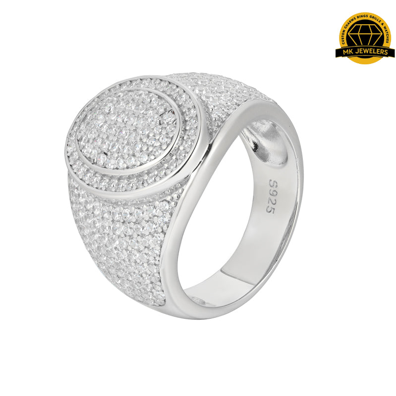 Round Micro-Pavé Moissanite Ring – 17.5MM | 8.49g | S925 Silver, Gold & Rose Gold | VVS Moissanite | GRA Certified