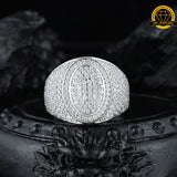 Round Micro-Pavé Moissanite Ring – 17.5MM | 8.49g | S925 Silver, Gold & Rose Gold | VVS Moissanite | GRA Certified