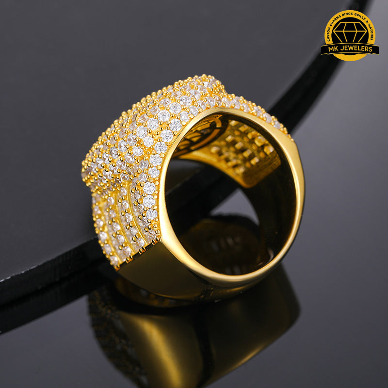 Baguette & Round Moissanite Statement Ring – 23.8MM | 19.3g | S925 Silver, Gold & Rose Gold Plated | Sizes 9, 10, 11 | GRA Certified