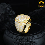 Round Micro-Pavé Moissanite Ring – 17.5MM | 8.49g | S925 Silver, Gold & Rose Gold | VVS Moissanite | GRA Certified