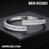 8MM Moissanite Baguette Bangle – 7" & 8" | Silver, Gold Plated & Rose Gold Plated over 925 Sterling Silver | GRA Certified
