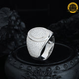 Round Micro-Pavé Moissanite Ring – 17.5MM | 8.49g | S925 Silver, Gold & Rose Gold | VVS Moissanite | GRA Certified