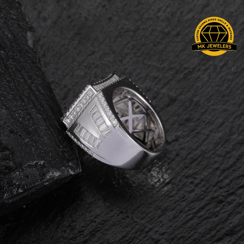 Square Baguette Cluster Ring – 17MM Width | 14.91g | S925 Silver | VVS Moissanite | GRA Certified