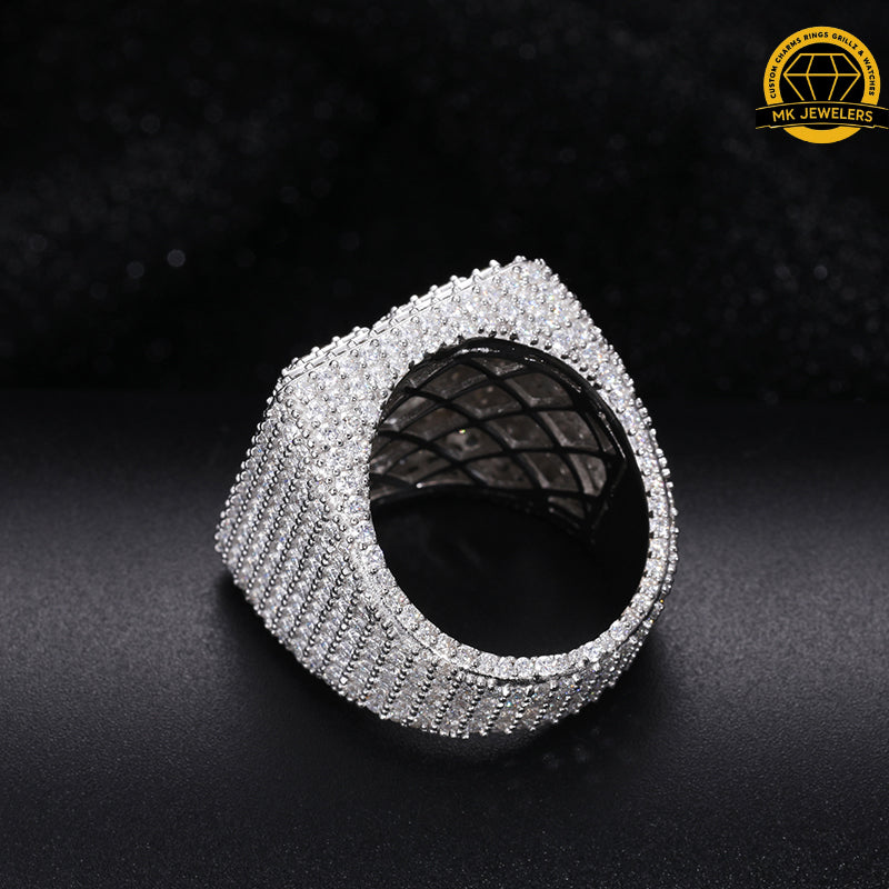 Iced-Out Moissanite Statement Ring – Sizes 8,9,10 &11 | 19.3g | S925 Silver, Gold, Rose Gold & Silver | GRA Certified