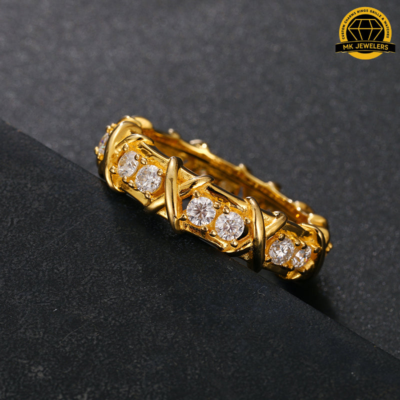 Criss-Cross Eternity Band – 8MM | 6g | S925 Silver or Gold & Rose Gold | VVS Moissanite | GRA Certified