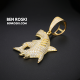 Iced-Out Shark Pendant Sterling Silver, Gold, or Rose Gold | VVS Moissanite | GRA Certified