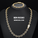 Iced-Out Clover Link Necklace – 18 / 20 / 22 Inches | 10MM | S925 Silver, Gold & Rose Gold | VVS Moissanite | GRA Certified
