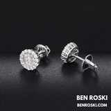 Round Cluster Stud Earrings Sterling Silver, Gold, or Rose Gold | VVS Moissanite | GRA Certified