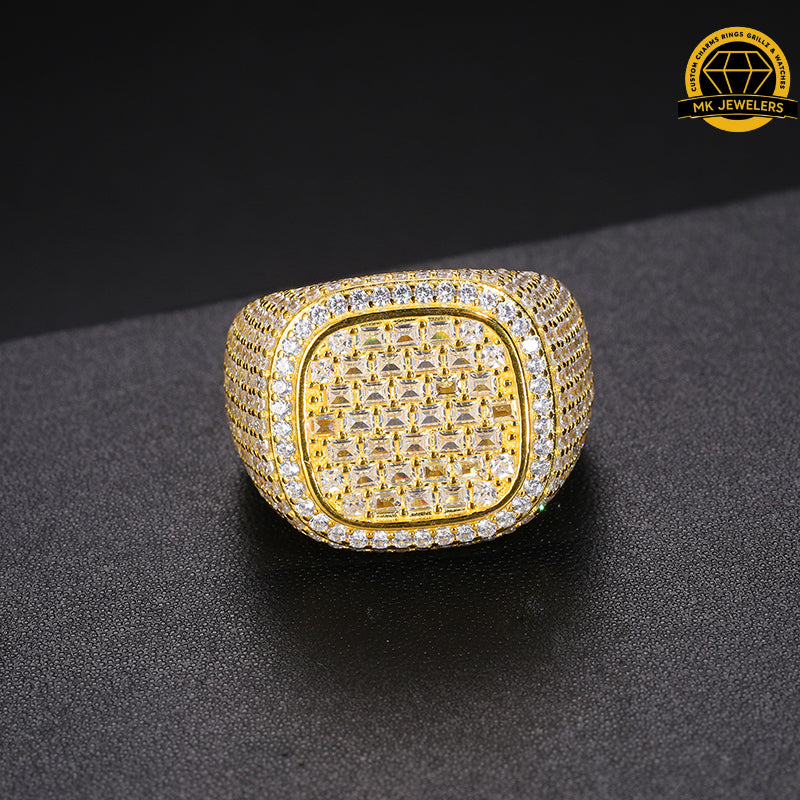 Iced-Out Moissanite Square Cluster Ring – 23MM | 14.5g | S925 Silver, Gold & Rose Gold | Sizes 8, 9, 10, 11 | GRA Certified