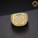 Iced-Out Moissanite Square Cluster Ring – 23MM | 14.5g | S925 Silver, Gold & Rose Gold | Sizes 8, 9, 10, 11 | GRA Certified