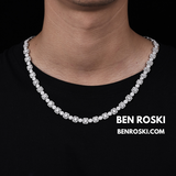 8MM Geometric & Round Cluster Moissanite Chain – 44.91g | 22 Inch | S925 Silver, Gold, or Rose Gold | VVS D Color | GRA Certified