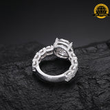 Halo Moissanite Engagement Ring – 12MM | 6.9g | S925 Silver, Gold & Rose Gold | VVS Moissanite | GRA Certified