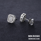 Emerald Halo Stud Earrings Sterling Silver, Gold & Rose Gold | VVS Moissanite | GRA Certified