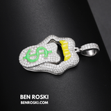 Money Tongue Pendant Sterling Silver, Gold & Rose Gold | VVS Moissanite | GRA Certified