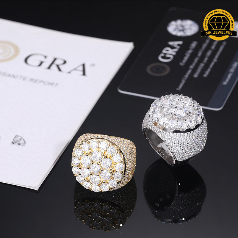Iced Moissanite Cluster Ring – 25.5MM | 25g | S925 Silver | VVS1 Moissanite | GRA Certified | Sizes 8, 9, 10, 11 | Gold & Rose Gold Available