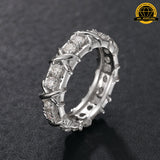 Criss-Cross Eternity Band – 8MM | 6g | S925 Silver or Gold & Rose Gold | VVS Moissanite | GRA Certified