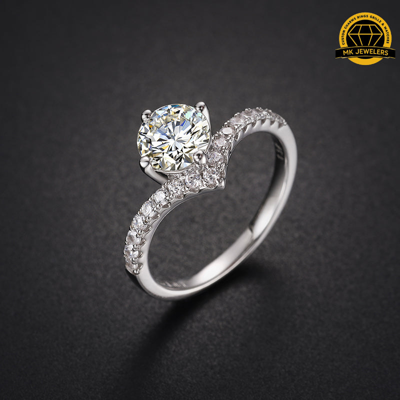Moissanite Solitaire Halo Ring – 6.5MM/1CT | 2.14g | S925 Silver, Gold, or Rose Gold | VVS Moissanite | GRA Certified