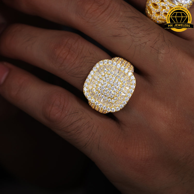 Iced-Out Moissanite Square Cluster Ring – 23MM | 15.3g | S925 Silver, Gold, Rose Gold & Silver | GRA Certified
