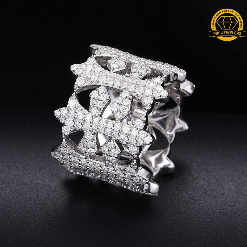 Fleur-de-Lis Moissanite Ring –Sizes 8,9,10 &11| 15.8g | S925 Silver, Gold & Rose Gold | VVS Moissanite | GRA Certified