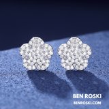 Flower Cluster Stud Earrings Sterling Silver, Gold, or Rose Gold Plated | VVS Moissanite | GRA Certified